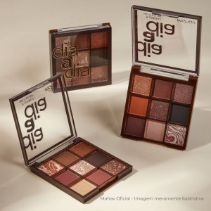 Kit 2 Paleta de Sombras 9 Cores Dia a Dia Mahav