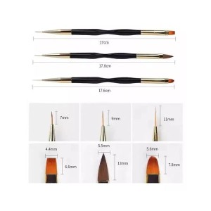 Kit 3 Pincel Duplo para Unhas