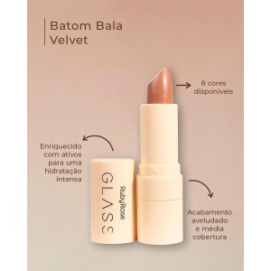 Batom Bala Bastão Velvet Glass BG02 Ruby Rose