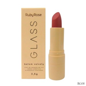 Batom Bala Bastão Velvet Glass BG06 Ruby Rose
