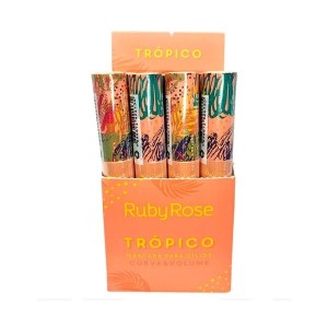 Box 12 Máscara de Cílios Trópico Curva e Volume Ruby Rose 5ml (Bege)