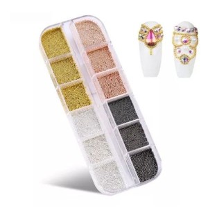 Estojo Com Strass Caviar Para Design De Unhas 4 Cores