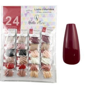 Cartela Unhas Postiças Colorida c/ 24 Hello Mini Escolha a Sua