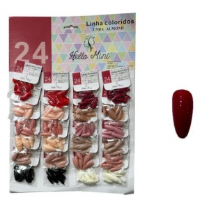 Cartela Unhas Postiças Colorida c/ 24 Hello Mini Escolha a Sua