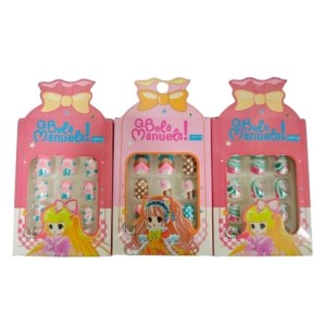 Kit Unhas Postiças Autocolantes Infantil c/ 12 Make Lolita