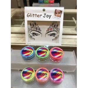 Kit 6 Sombra Neon em pó + 1 Máscara Strass Kit Carnaval