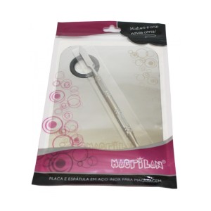 Placa e Espátula em Aço Inox p/  Maquiagem Macrilan AC-03