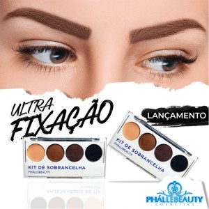 Kit de Sombra para Sobrancelha c/ 4 Phállebeauty com espelho