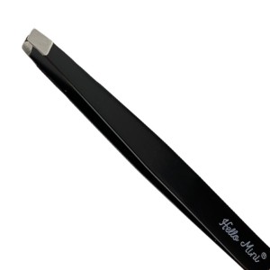 Pinça para Sobrancelha Ponta Reta Profissional Hello Mini PI146-1 (Preta)